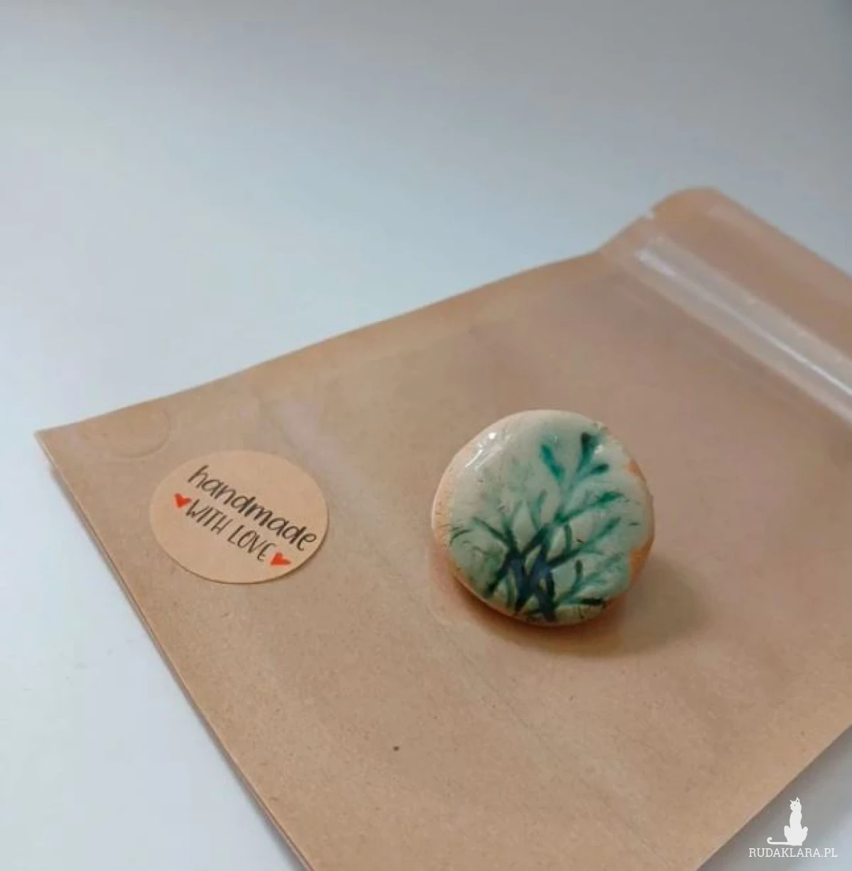 Broszka gałązka ceramiczna przypinka pin